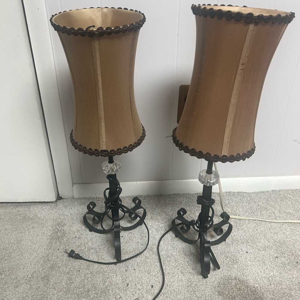 SOLD, Elegant Brown Table Lamps two in good condition will wrap nicely.